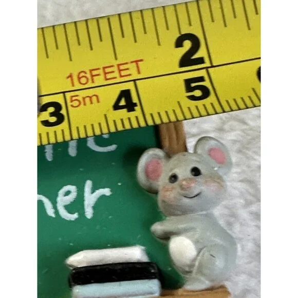 Gibson Christmas Collectibles Mouse Chalkboard Terrific Teacher Ornament 1994 3” - Picture 7 of 7